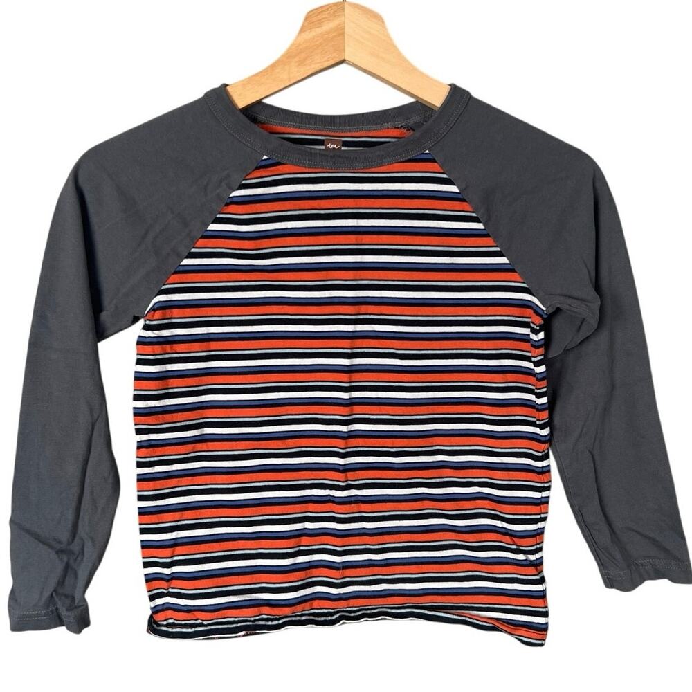 Tea Raglan Size 8 100% Cotton Stripped Long Sleeve T-shirt